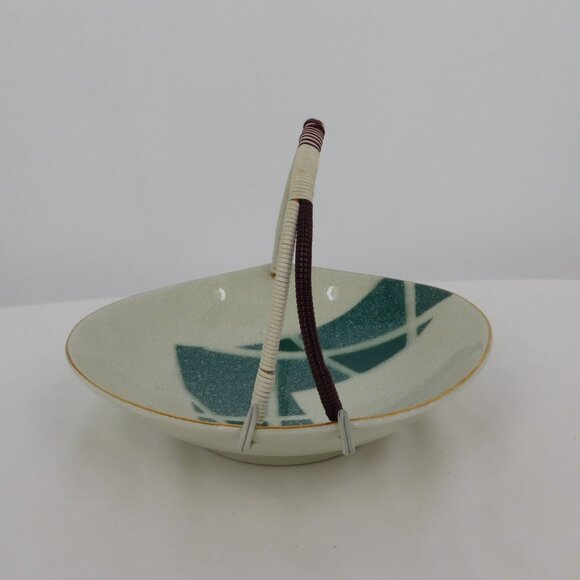 Fred Roberts San Francisco Porcelain Handled Dish Abstract MCM Japan 7.75" wide - Picture 3 of 8